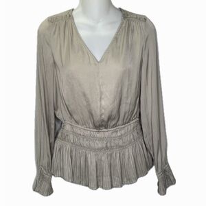 BOGO💥 Catherine Malandrino Elegant Women's Beige Blouse Sz S Bin L